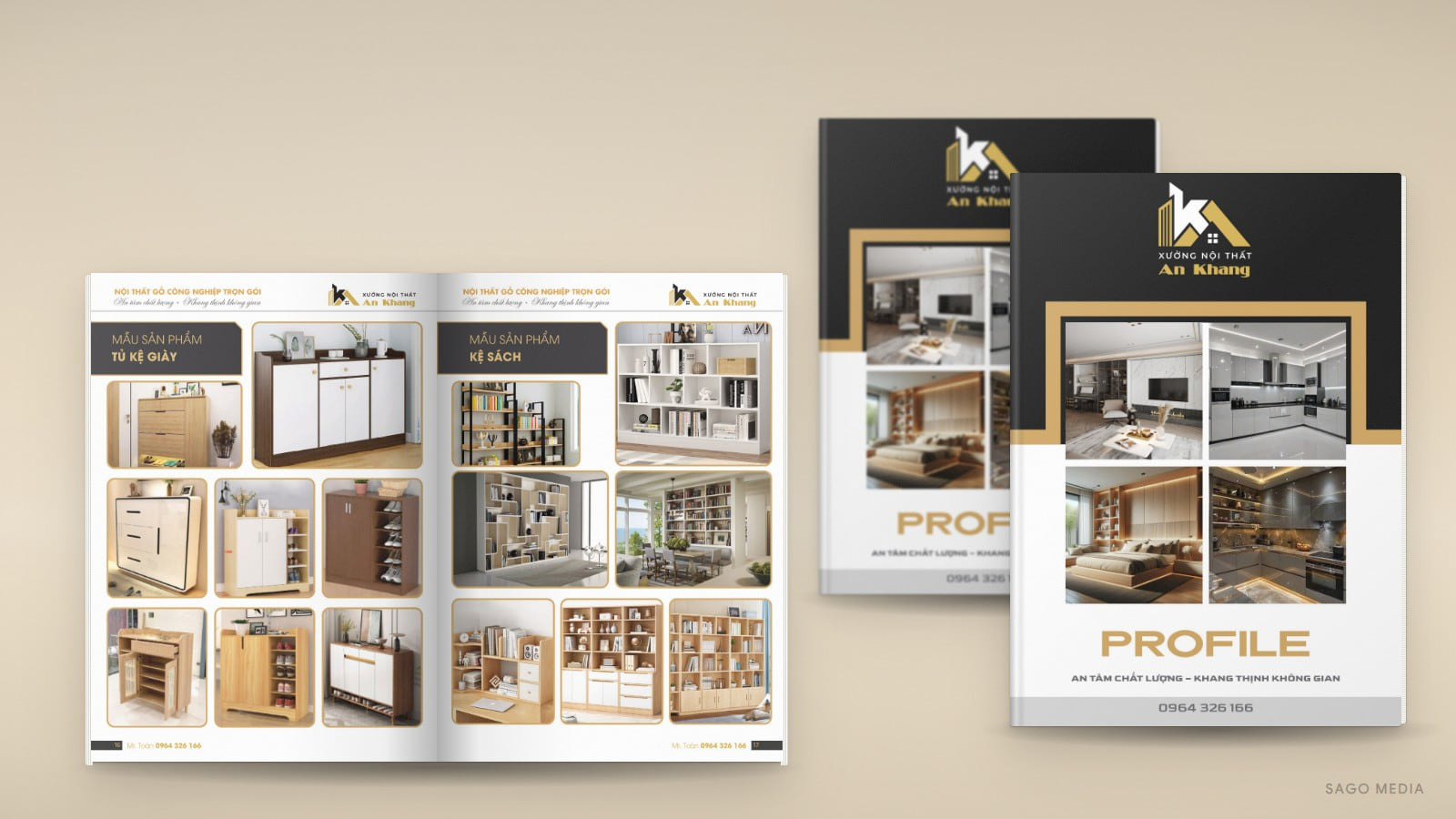 Ấn phẩm Xưởng nội thất An Khang do Sago Media thiết kế