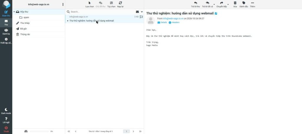 Hướng dẫn sử dụng Roundcube Webmail cho email theo tên miền Hướng dẫn sử dụng Roundcube Webmail cho email theo tên miền