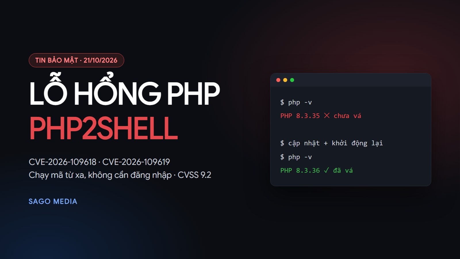 Lỗ hổng PHP2Shell (CVE-2026-109618, CVE-2026-109619): website PHP cần cập nhật ngay lo hong php php2shell 1