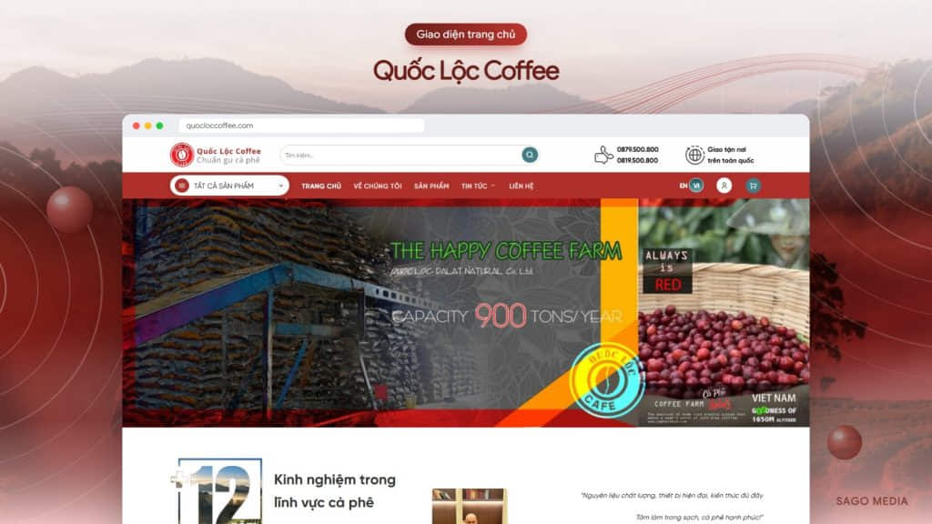 Quốc Lộc Coffee — giao diện website