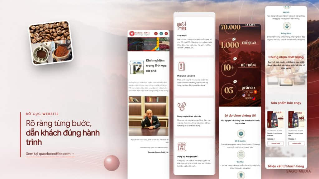 Quốc Lộc Coffee — giao diện website