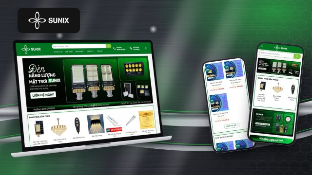 Website Sunix Lighting do Sago Media thiết kế