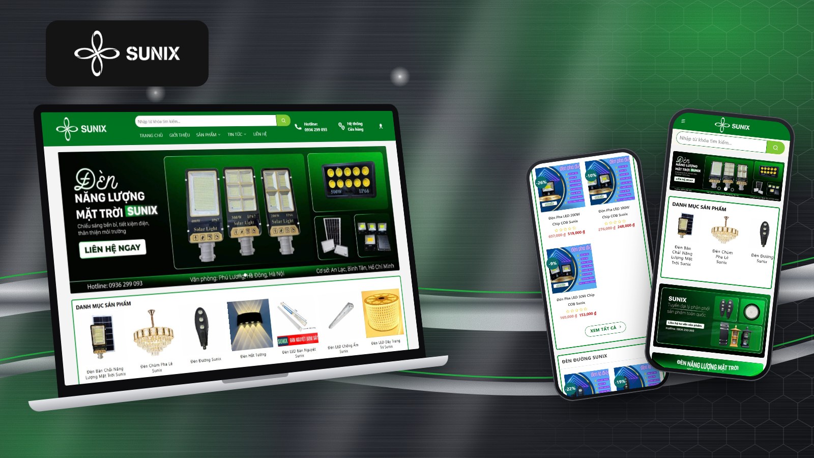Website Sunix Lighting do Sago Media thiết kế