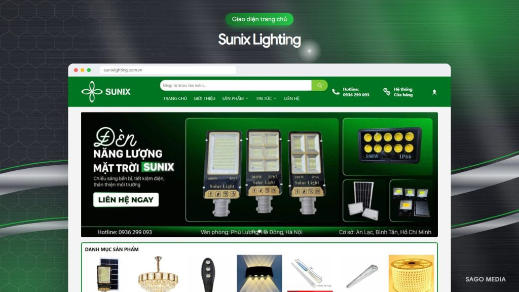 Sunix Lighting — giao diện website