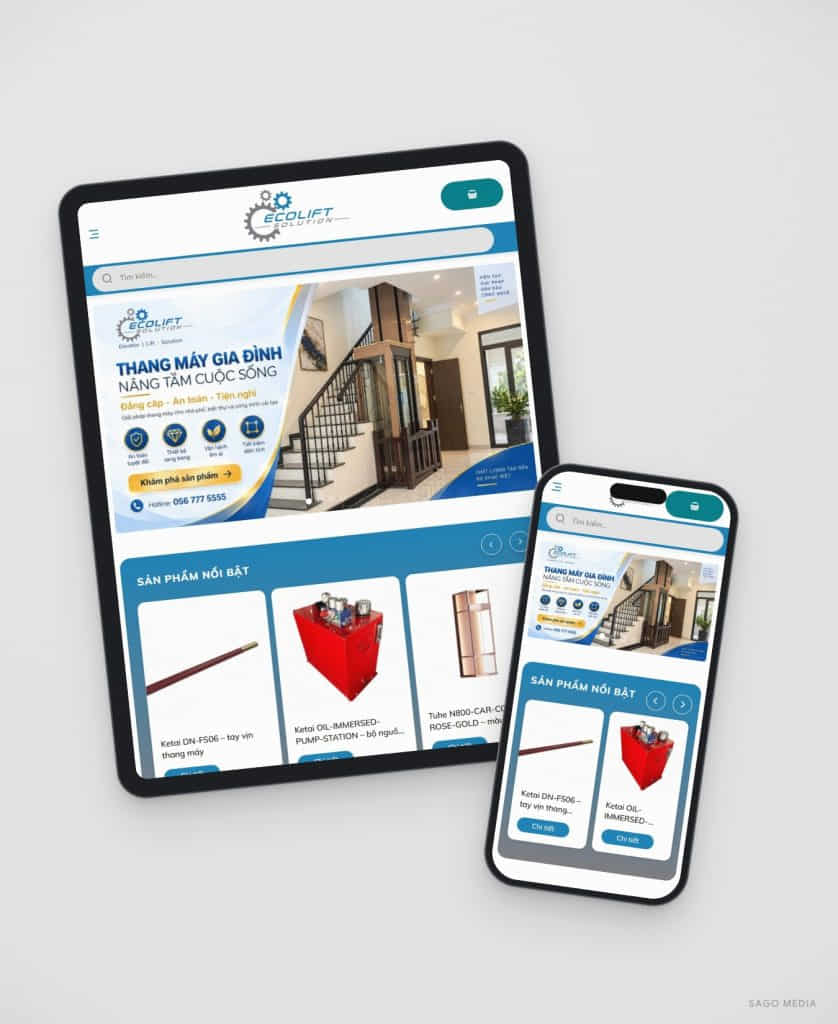 Trang chủ Website Ecolift Solution do Sago Media thiết kế